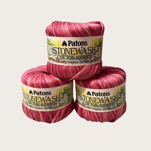 Lot of 3 Patons Stonewash Cotton Ribbon Yarn 50g Shade 2283 Lot 50044